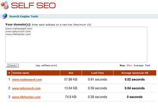 SelfSEO Page Speed Checker